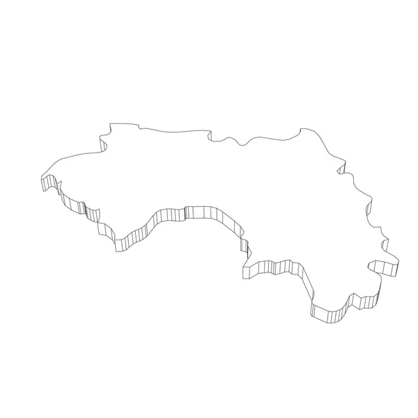 Guinea - 3D schwarze, dünne Silhouettenkarte des Landes. Einfache flache Vektorabbildung — Stockvektor