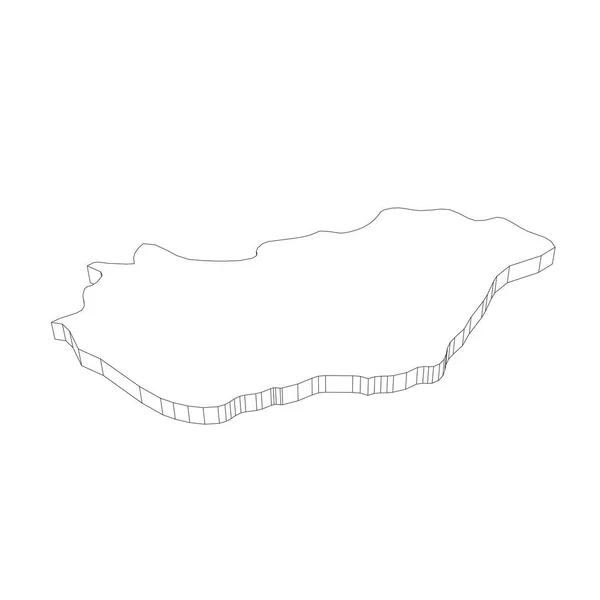 Hungría - Mapa de silueta de contorno delgado negro 3D de la zona del país. Ilustración simple vector plano — Vector de stock