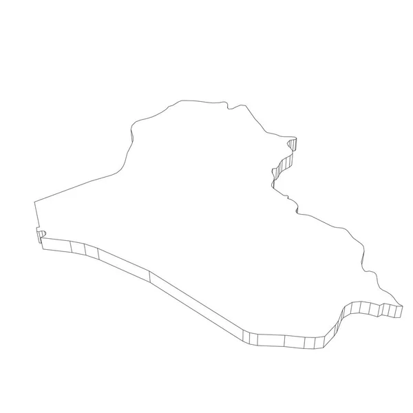 Iraque - 3D preto delinear mapa silhueta fina da área do país. Ilustração simples do vetor plano — Vetor de Stock