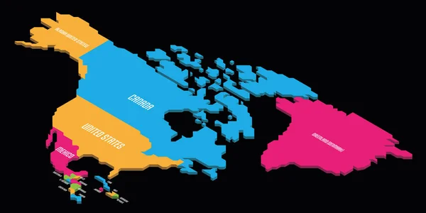 Carte politique isométrique de l'Amérique du Nord — Image vectorielle