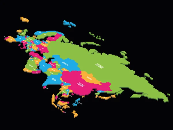 Isometrische politieke kaart van Eurazië — Stockvector