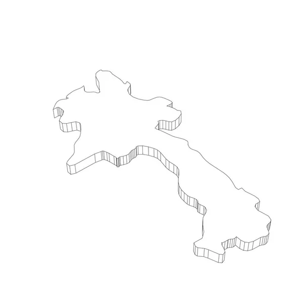 Лаос - 3D-чорна тонка схема силуетної карти країни. Простий квадратний вектор. — стоковий вектор