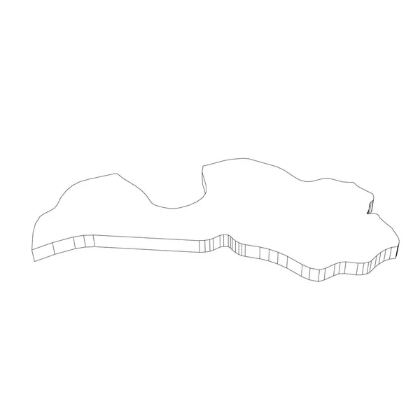 Lettland - 3D schwarze, dünne Silhouettenkarte des Landes. Einfache flache Vektorabbildung — Stockvektor
