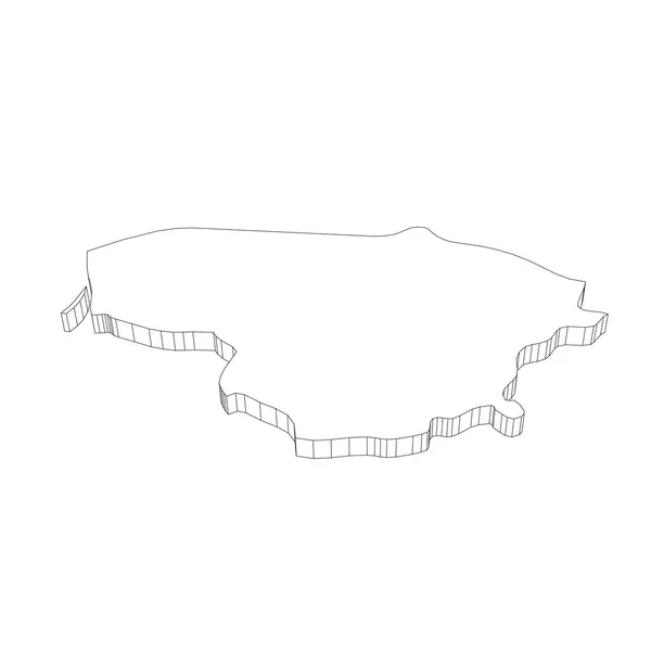 Lituania - Mapa de silueta de contorno delgado negro 3D de la zona del país. Ilustración simple vector plano — Vector de stock