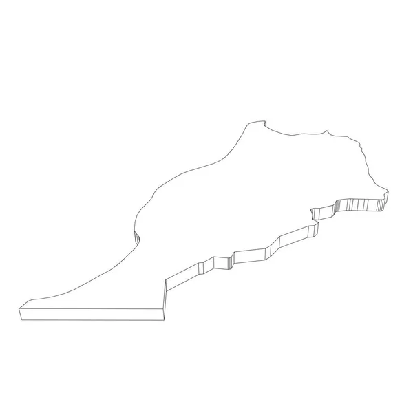 Marruecos - Mapa de silueta de contorno delgado negro 3D de la zona del país. Ilustración simple vector plano — Vector de stock