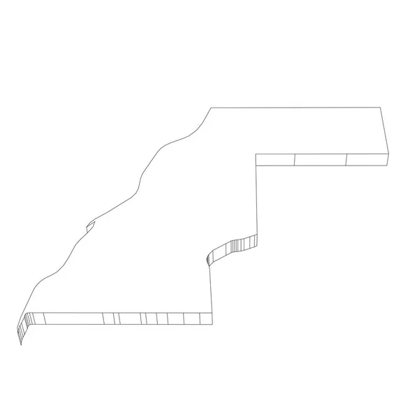 Westsahara - 3D schwarze, dünne Silhouettenkarte des Landes. Einfache flache Vektorabbildung — Stockvektor