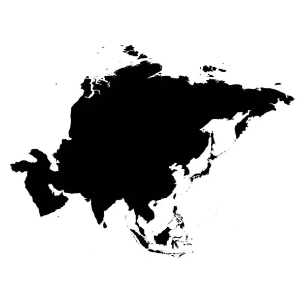 Ασία - χάρτης υψηλής ανάλυσης σιλουέτας — Διανυσματικό Αρχείο