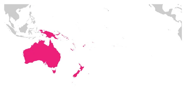 오스트레일리아 대륙 분홍빛 이 세계 지도의 회색 실루엣으로 그려져 있다. 단순 한 평평 한 벡터 삽화 — 스톡 벡터