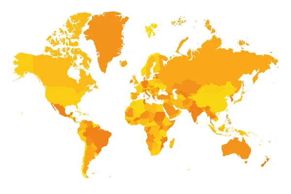 Mapa político laranja de Mundo. —  Vetores de Stock