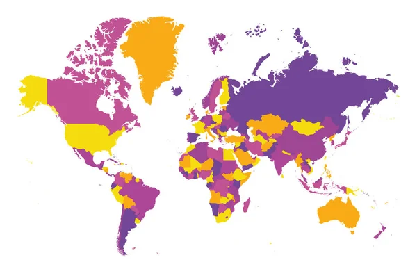 다채 로운 색깔의 세계 정치 지도. — 스톡 벡터