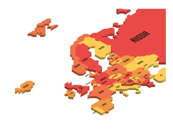 Izometrická politická mapa Evropy — Stockový vektor