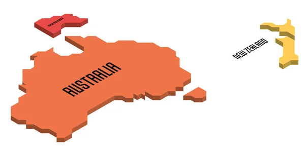 Isometrische politische Landkarte Australiens — Stockvektor
