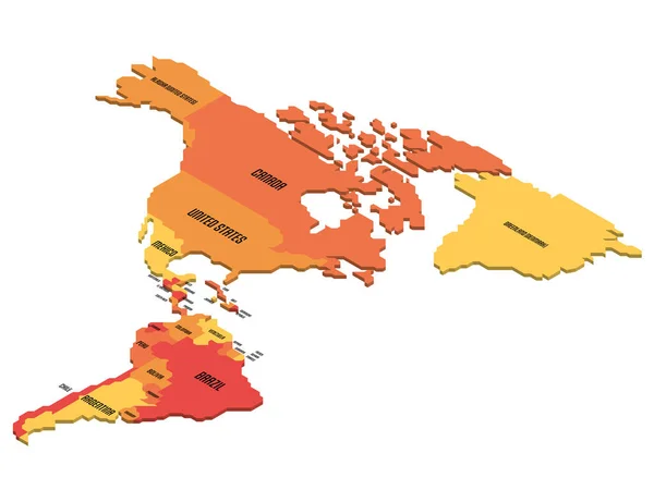 Mapa político isométrico de las Américas — Archivo Imágenes Vectoriales