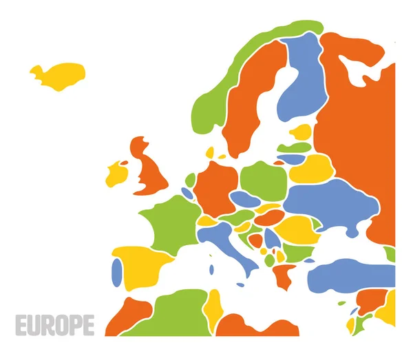 Glatte Landkarte des europäischen Kontinents — Stockvektor