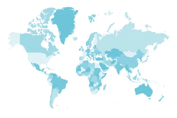 Mapa político azul del mundo. — Vector de stock