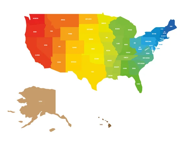 Барвиста карта США — стоковий вектор