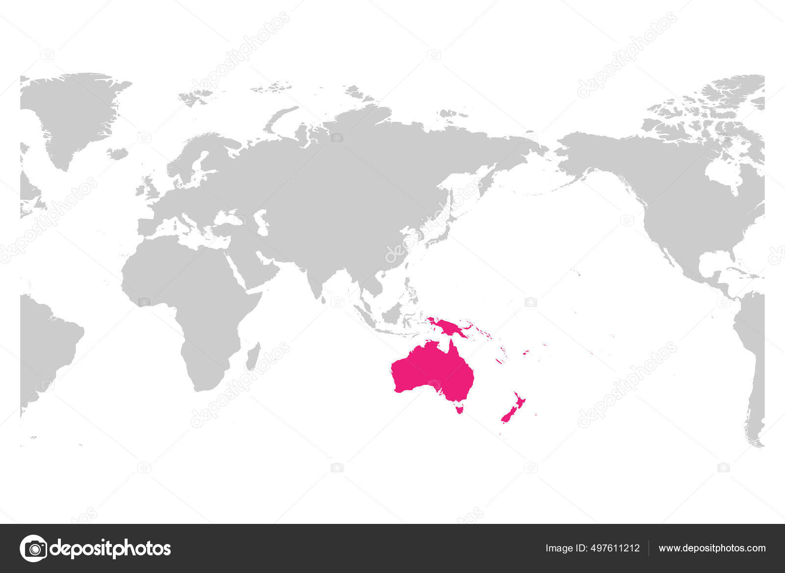 オーストラリアとオセアニア大陸ピンクは世界地図に記されています ストックベクター C Pyty