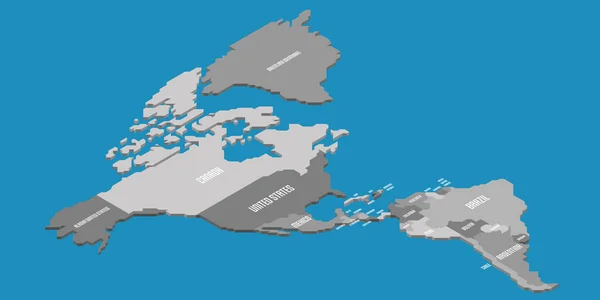 Mappa politica isometrica delle Americhe — Vettoriale Stock