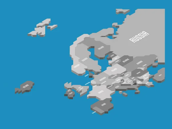 Mapa político isométrico da Europa — Vetor de Stock