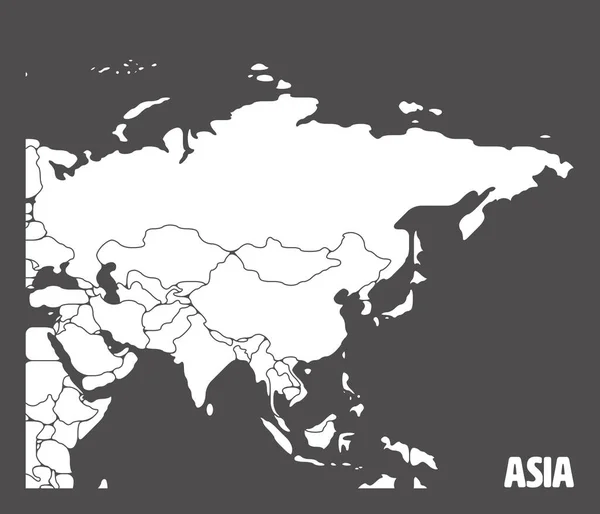 Mapa liso del continente asiático — Vector de stock