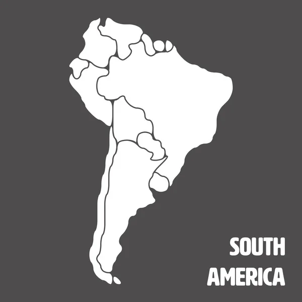 Güney Amerika kıtasının düz haritası — Stok Vektör