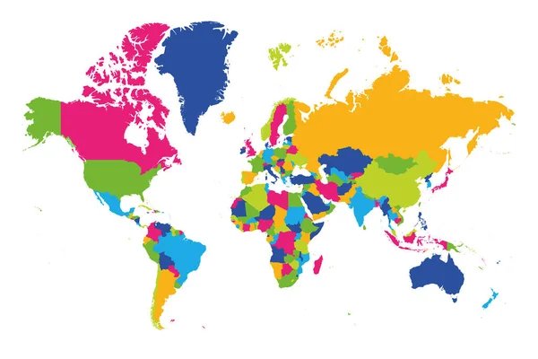 Blauwe politieke kaart van de wereld. — Stockvector
