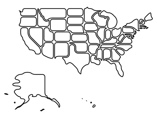 Mappa semplificata degli Stati Uniti — Vettoriale Stock
