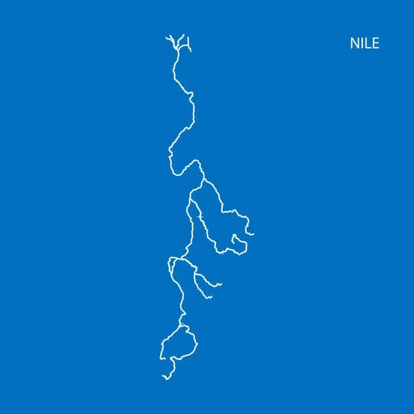 Mapa da bacia hidrográfica do rio Nilo. Desenho fino simples ilustração vetorial —  Vetores de Stock