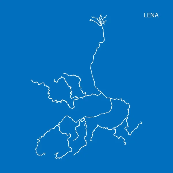 Mapa povodí řeka Lena. Jednoduchý tenký obrys vektorové ilustrace — Stockový vektor