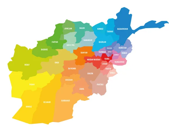 Afghanistan - karta över provinser — Stock vektor