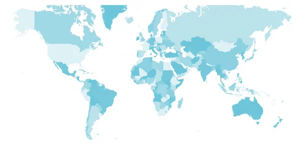 Mapa político azul del mundo. — Vector de stock