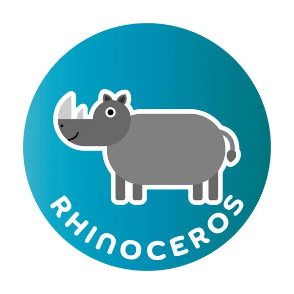 Feliz personaje de dibujos animados infantiles Rhino — Archivo Imágenes Vectoriales