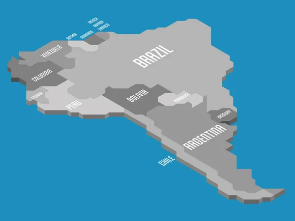 Mapa político isométrico da América do Sul —  Vetores de Stock
