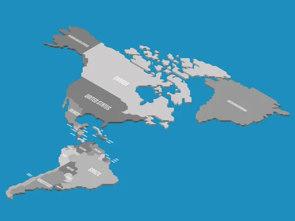 Mapa político isométrico das Américas —  Vetores de Stock