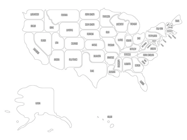 Generalizovaná hladká mapa USA — Stockový vektor