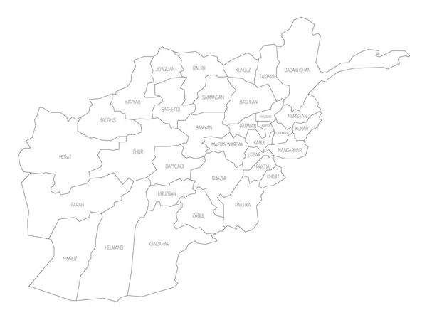 Afghanistan - karta över provinser — Stock vektor