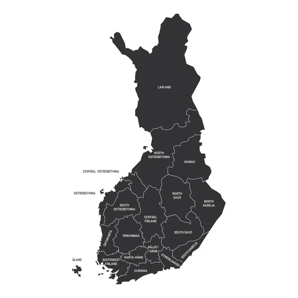 Finlande - carte administrative des régions — Image vectorielle