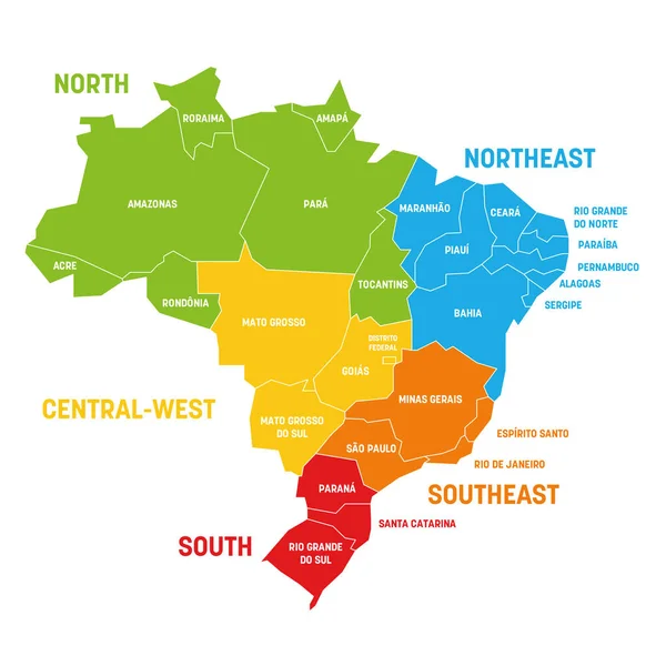 Estados y regiones de Brasil — Vector de stock