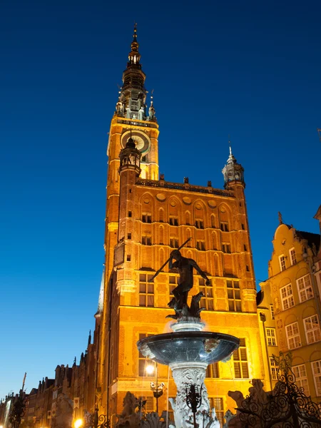 Gdansk Town Hall by night — Stock Photo, Image