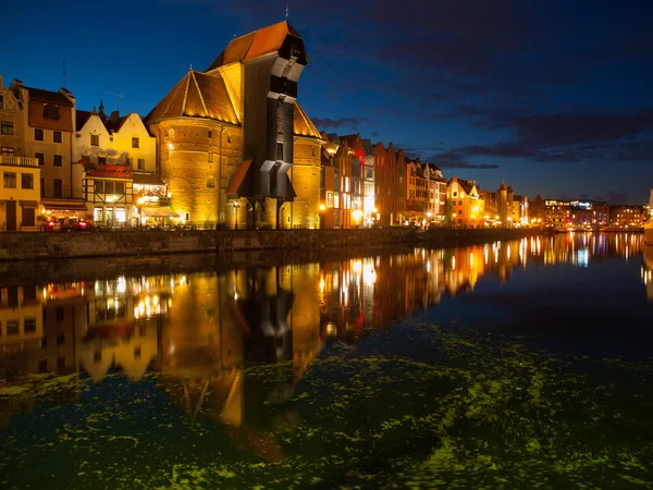 Żuraw Gdańsk nocą — Zdjęcie stockowe
