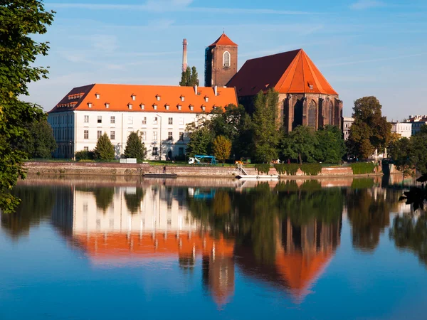 Veduta dell'isola di Piasek e del fiume Odra — Foto Stock