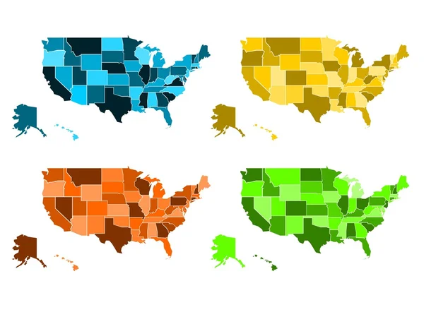 Έγχρωμους χάρτες των Ηνωμένων Πολιτειών της Αμερικής — Διανυσματικό Αρχείο
