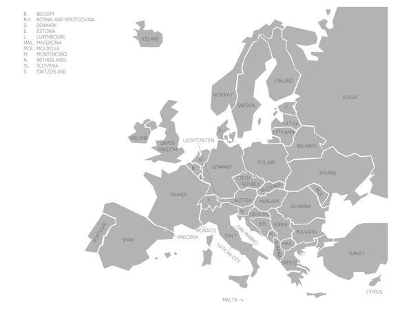 ヨーロッパの政治地図 — ストックベクタ