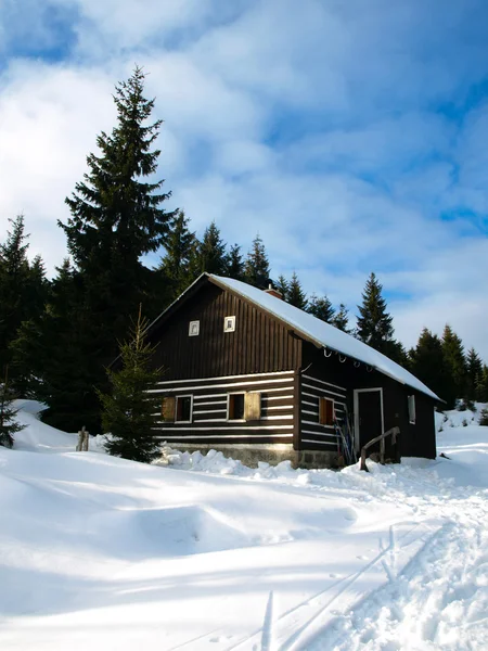 Kleine Berghütte im Winter — Stockfoto
