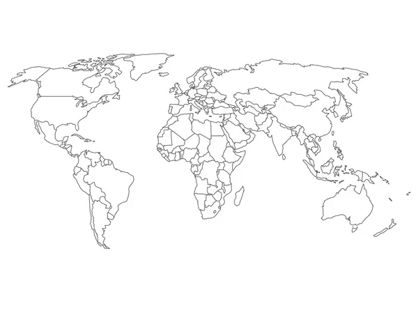 Carte du monde avec frontières des pays — Image vectorielle