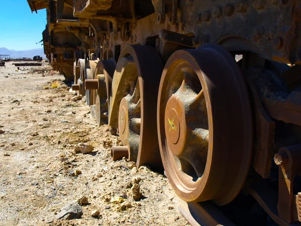 Eski paslı lokomotif tekerlekleri — Stok fotoğraf