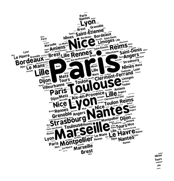Cidades da França nuvem de palavras — Vetor de Stock