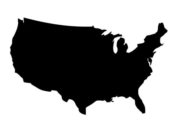 Black silhouette map of United States of America — Stock Vector