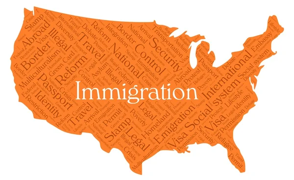 アメリカ合衆国の移民の単語の雲 — ストックベクタ