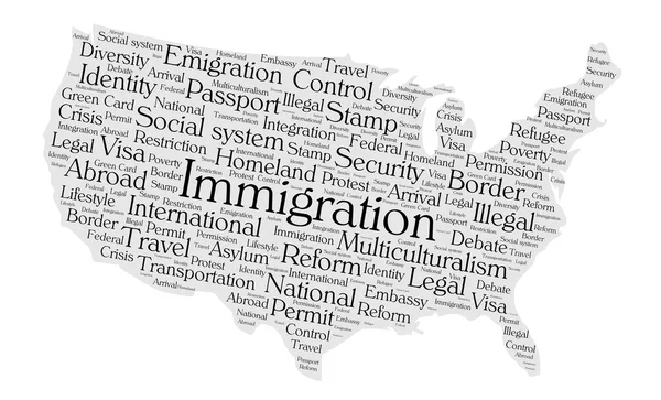 Estados Unidos inmigración palabra nube — Archivo Imágenes Vectoriales